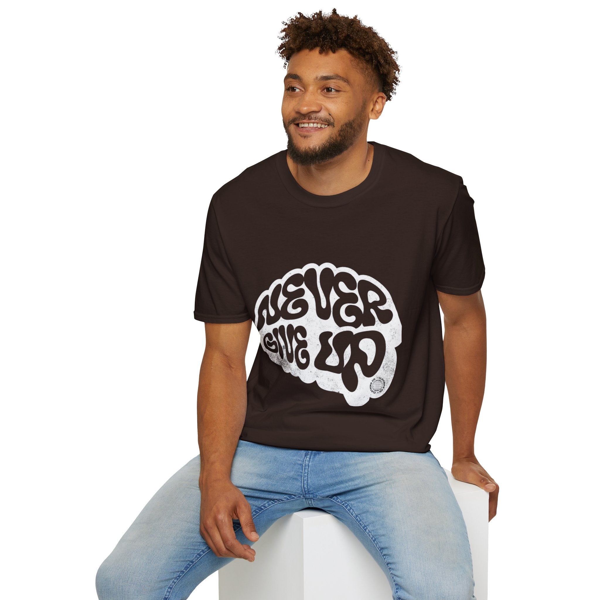 'Never Give Up' Motivational Tee, Gift for Graduates, Athletes, Wellness Enthusiasts