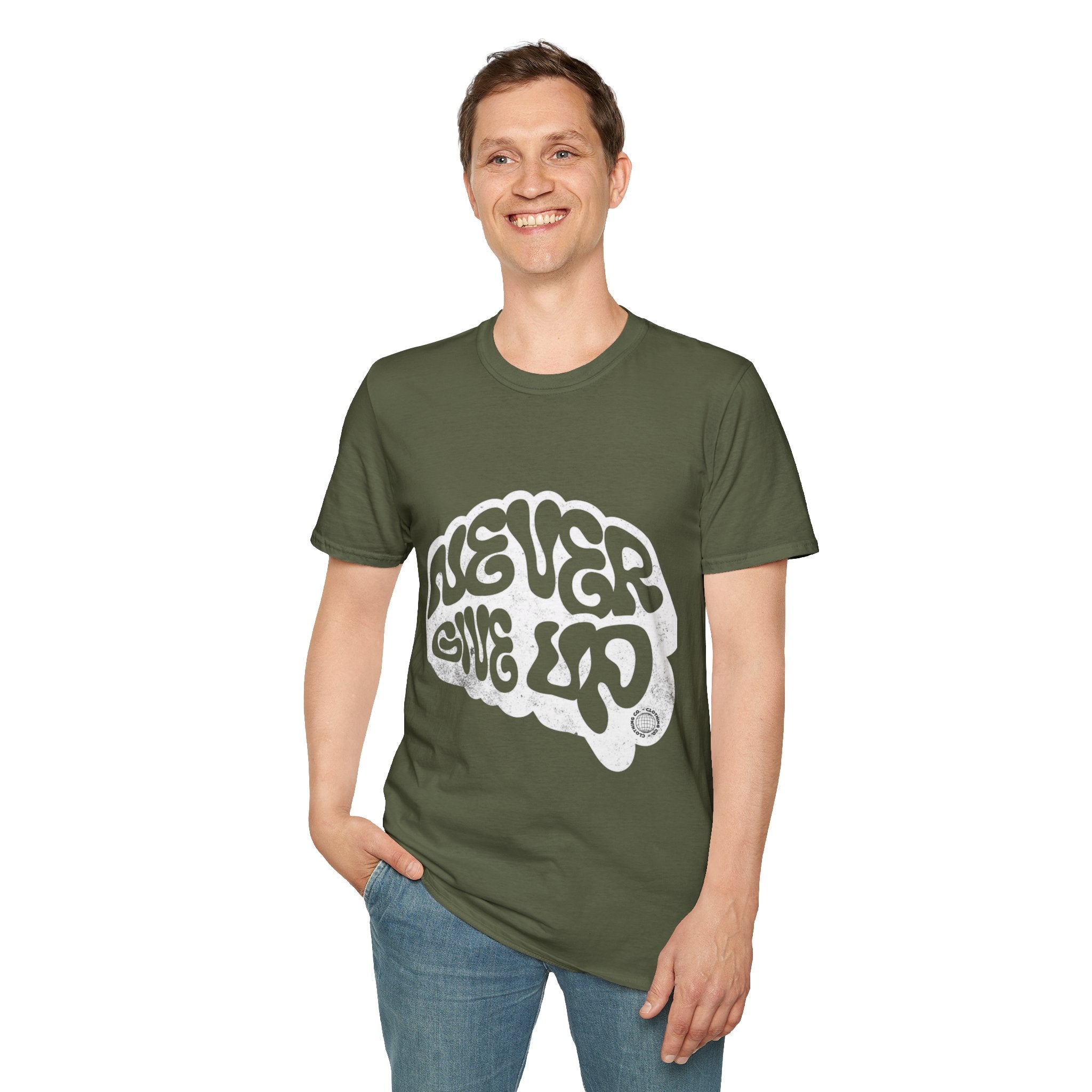 'Never Give Up' Motivational Tee, Gift for Graduates, Athletes, Wellness Enthusiasts