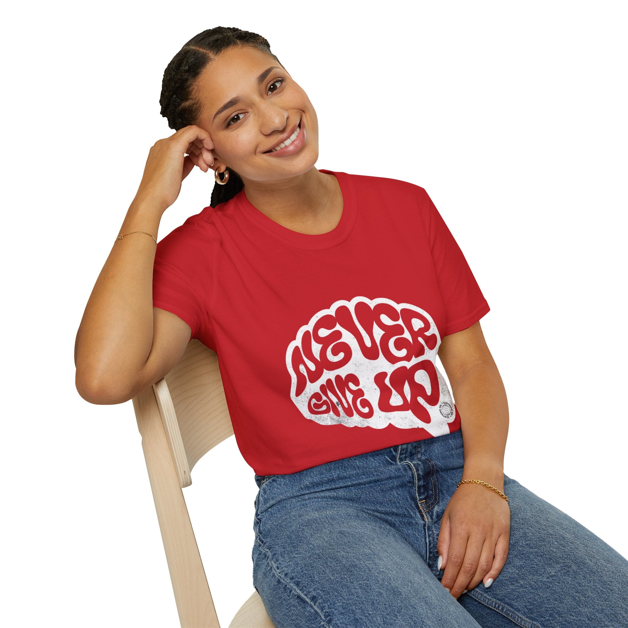 'Never Give Up' Motivational Tee, Gift for Graduates, Athletes, Wellness Enthusiasts