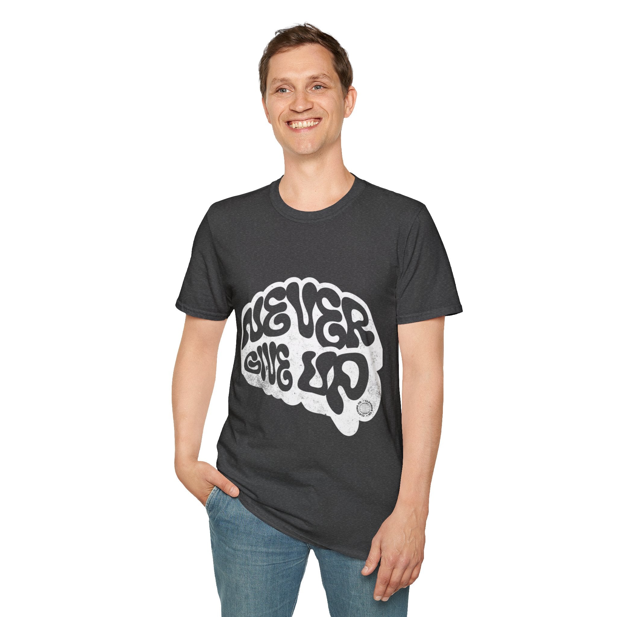 'Never Give Up' Motivational Tee, Gift for Graduates, Athletes, Wellness Enthusiasts