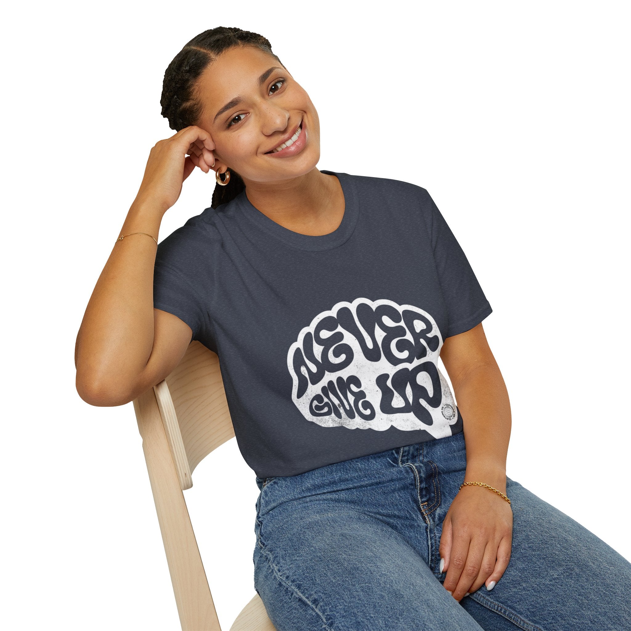 'Never Give Up' Motivational Tee, Gift for Graduates, Athletes, Wellness Enthusiasts