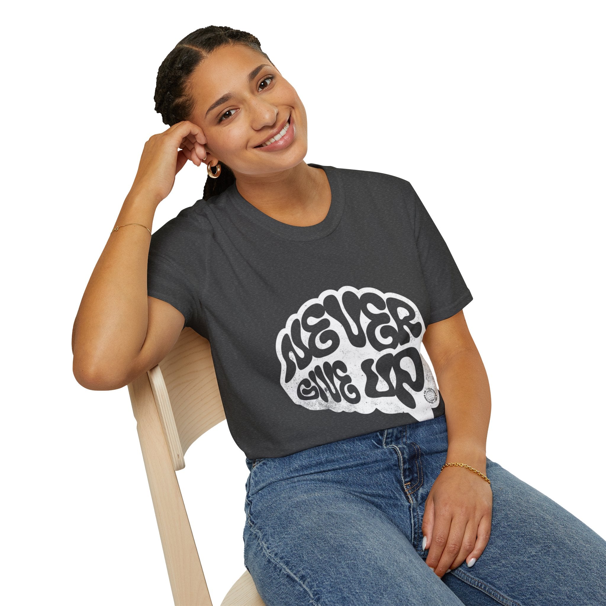 'Never Give Up' Motivational Tee, Gift for Graduates, Athletes, Wellness Enthusiasts