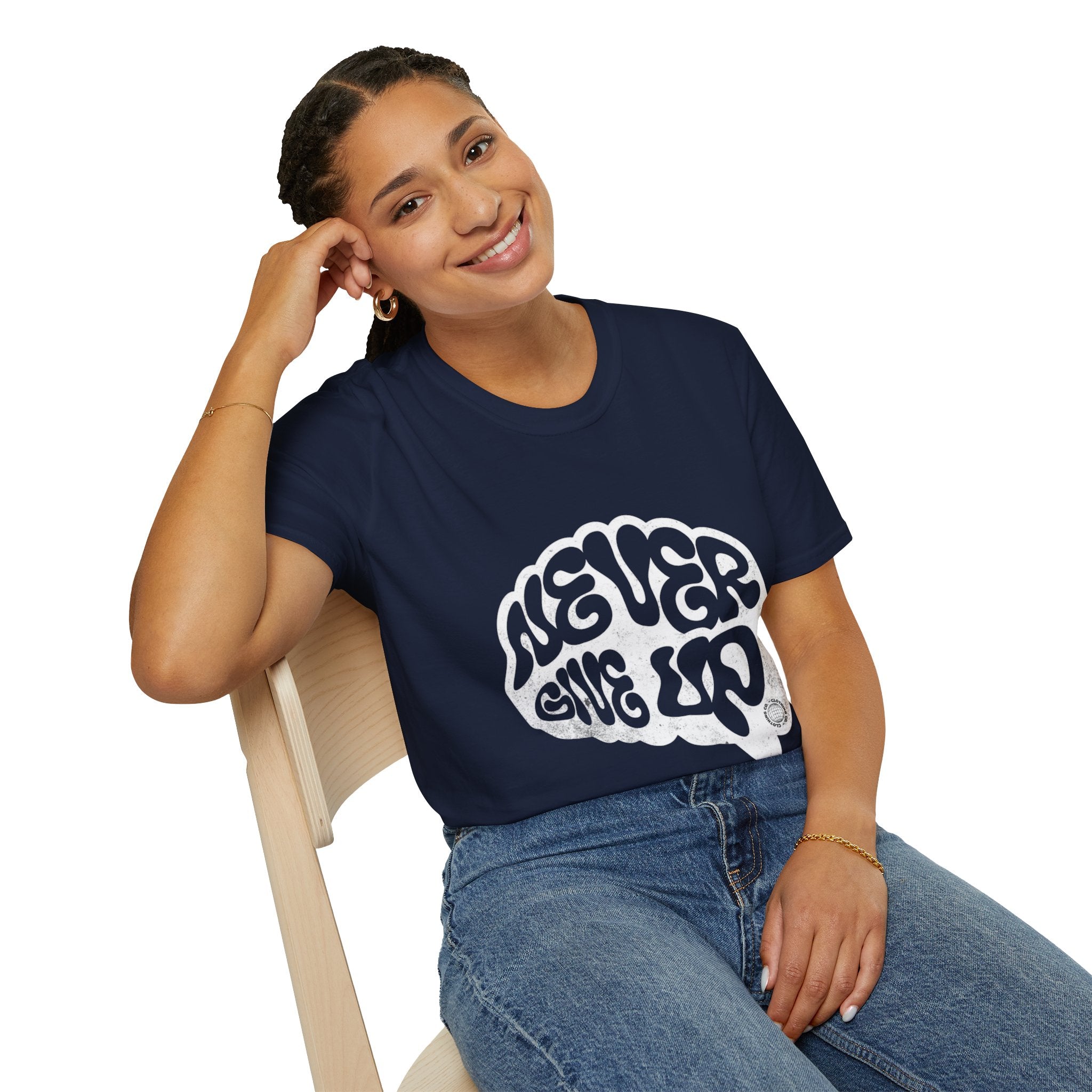 'Never Give Up' Motivational Tee, Gift for Graduates, Athletes, Wellness Enthusiasts