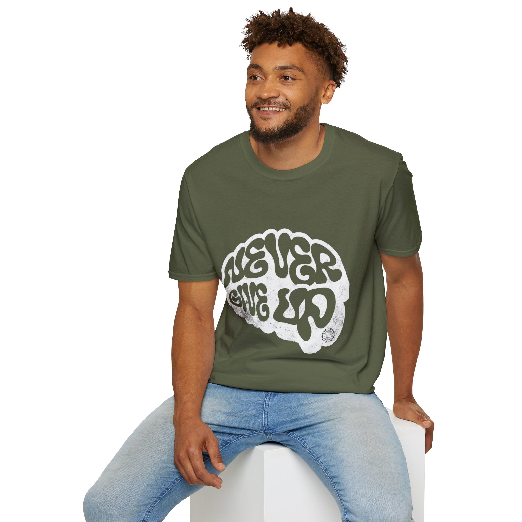 'Never Give Up' Motivational Tee, Gift for Graduates, Athletes, Wellness Enthusiasts
