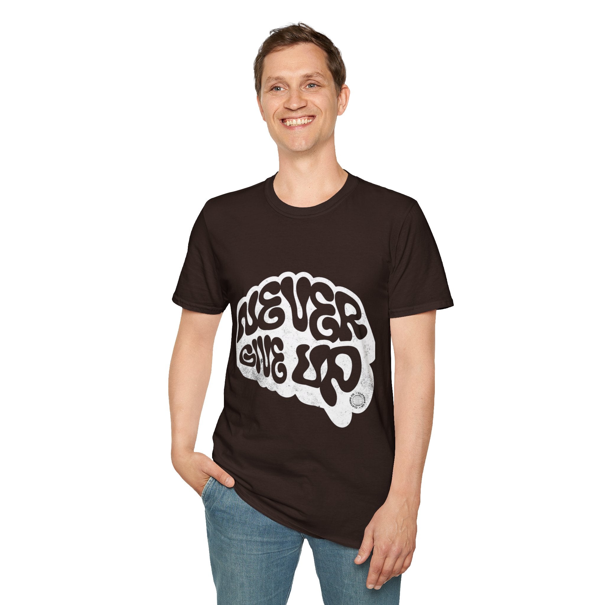 'Never Give Up' Motivational Tee, Gift for Graduates, Athletes, Wellness Enthusiasts
