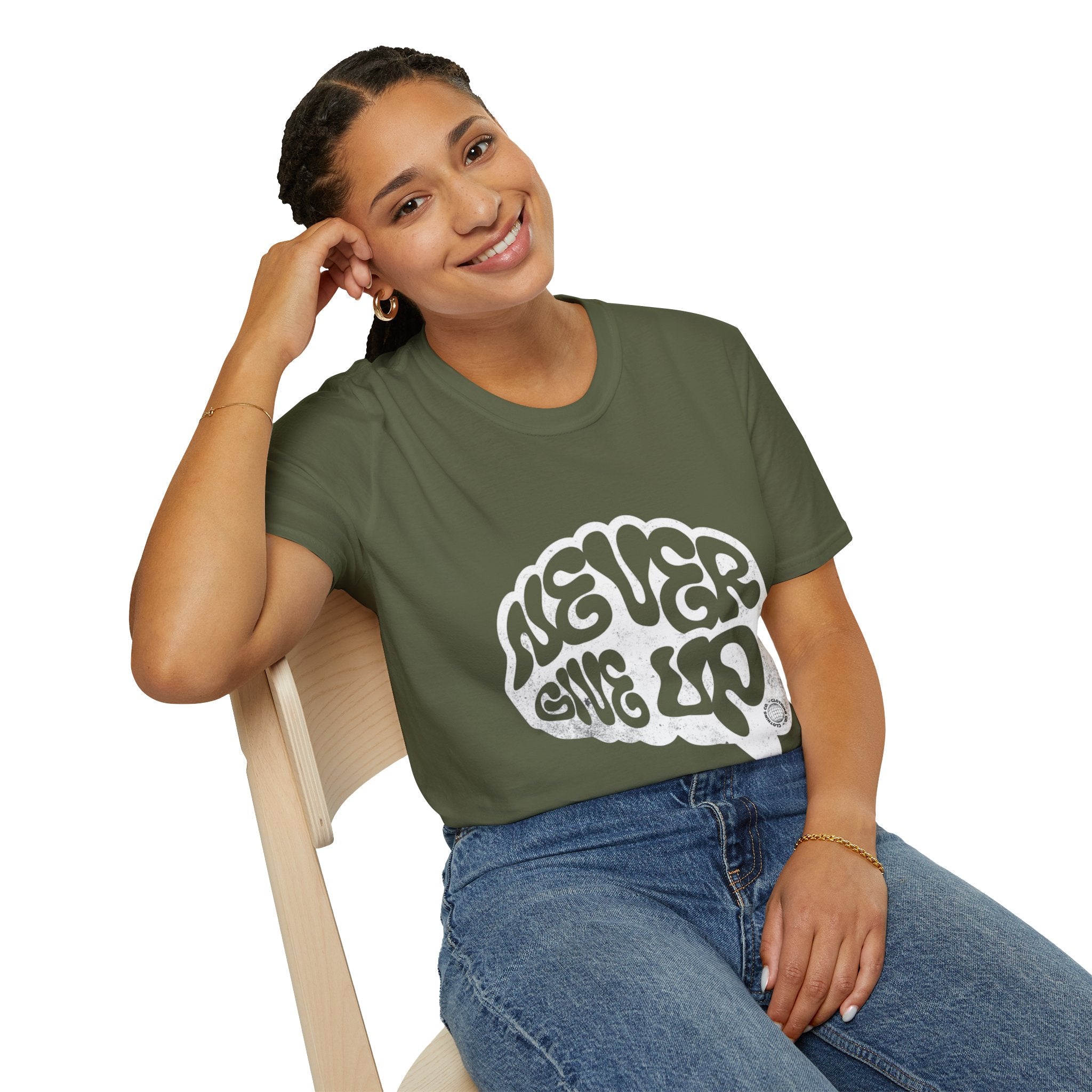 'Never Give Up' Motivational Tee, Gift for Graduates, Athletes, Wellness Enthusiasts