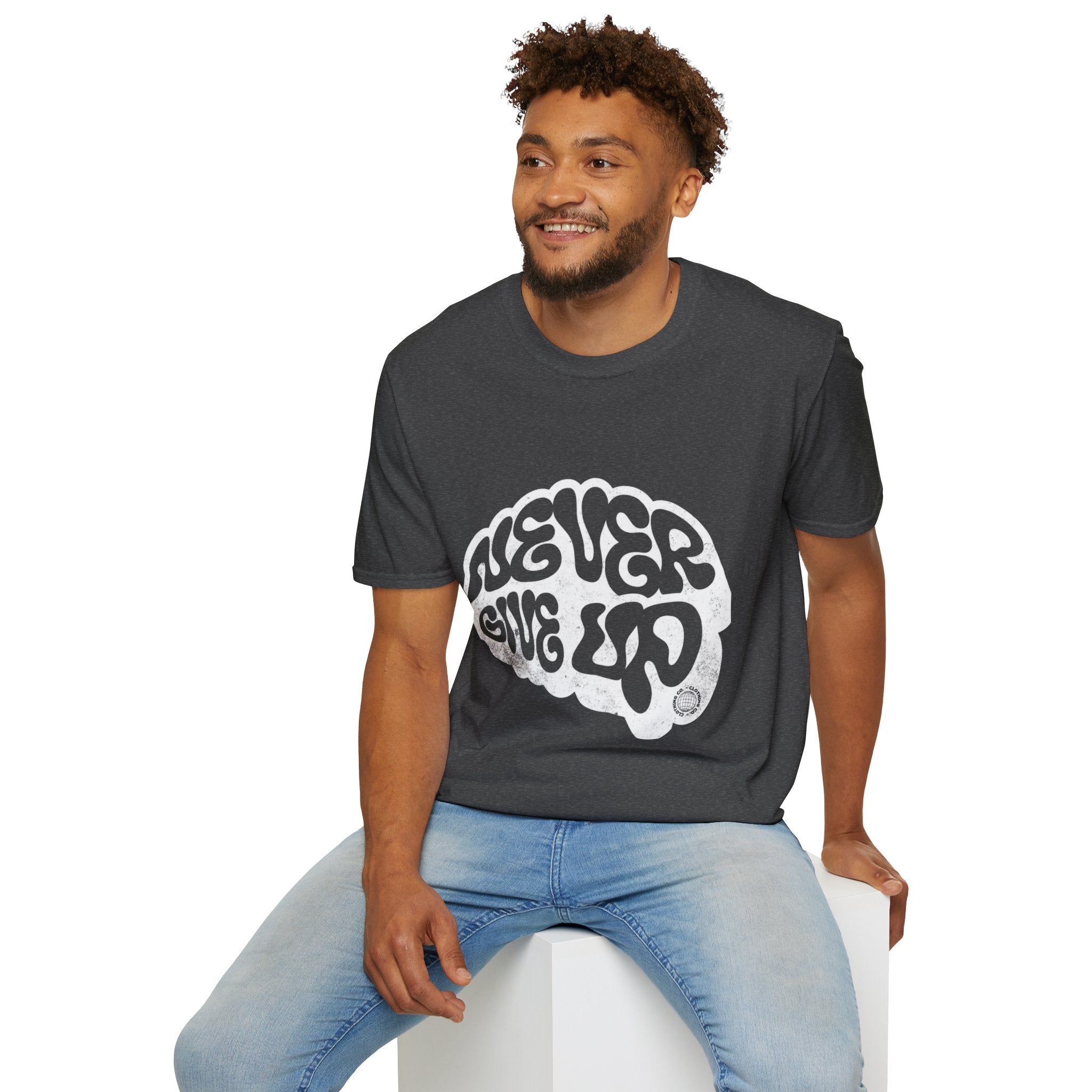 'Never Give Up' Motivational Tee, Gift for Graduates, Athletes, Wellness Enthusiasts