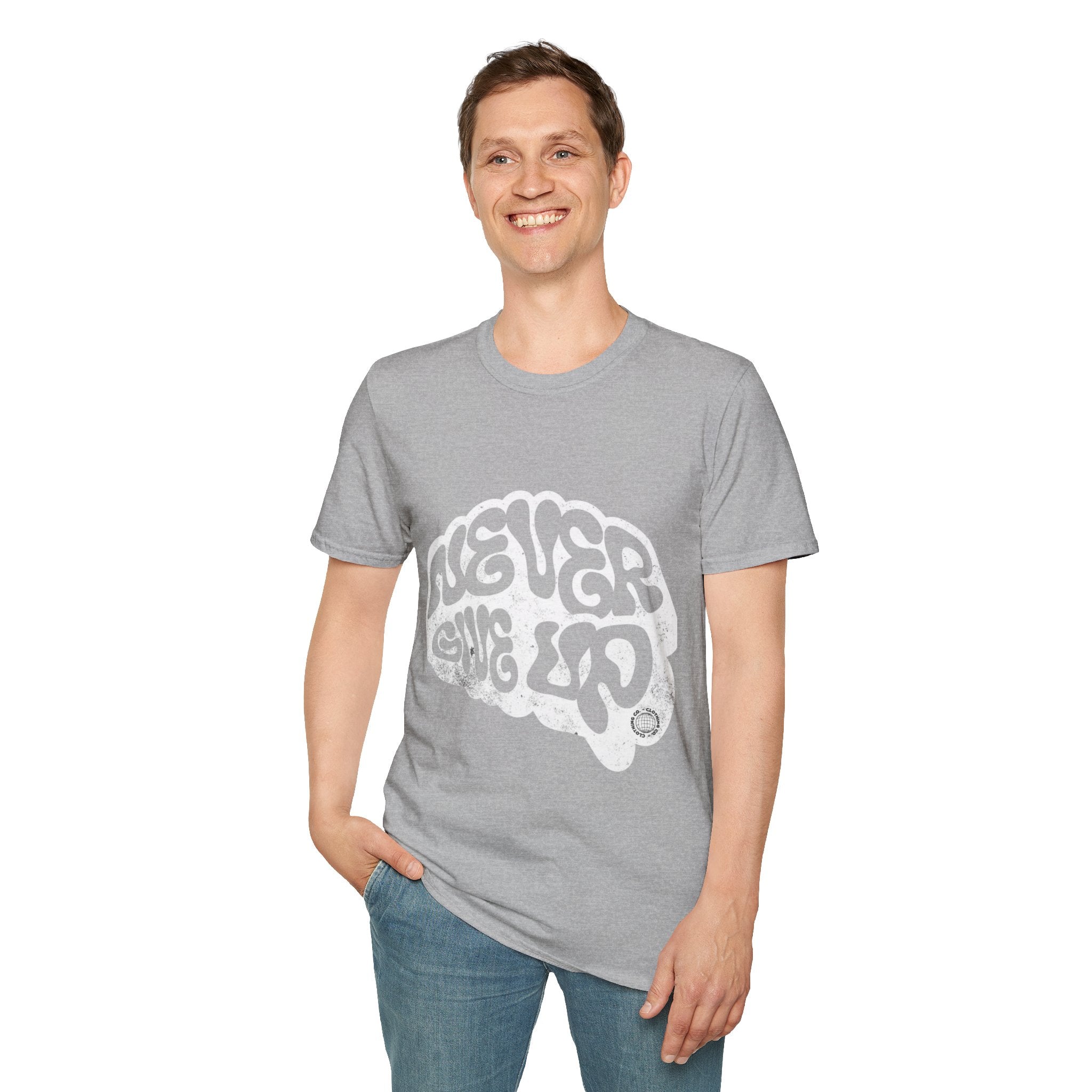 'Never Give Up' Motivational Tee, Gift for Graduates, Athletes, Wellness Enthusiasts